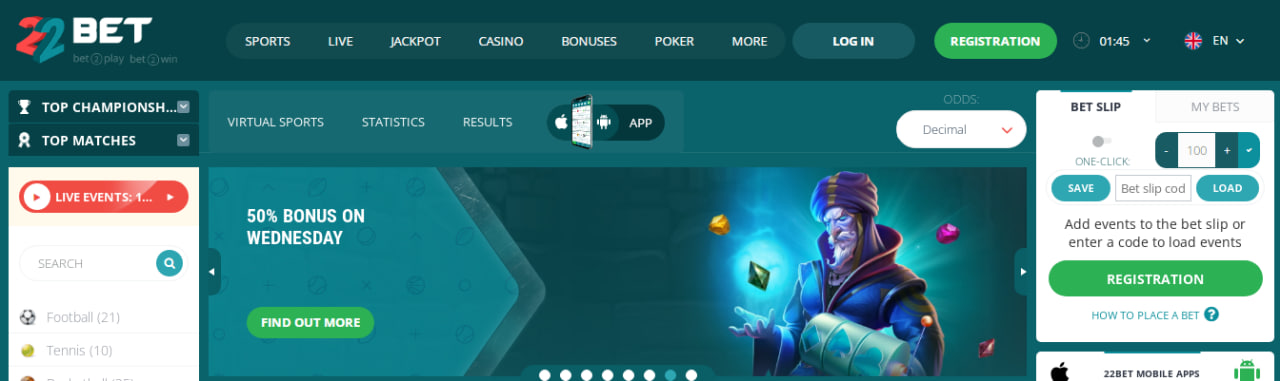22Bet bonus