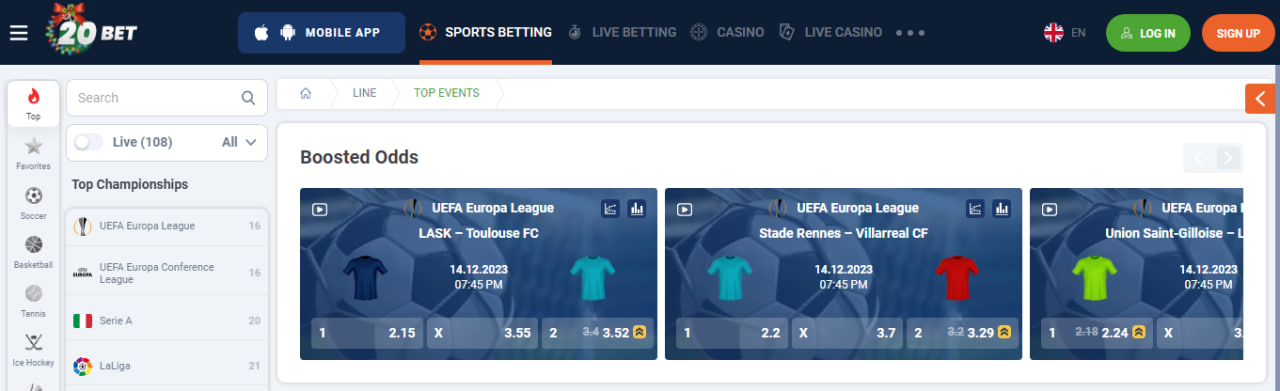 Športové stávkovanie s 20bet