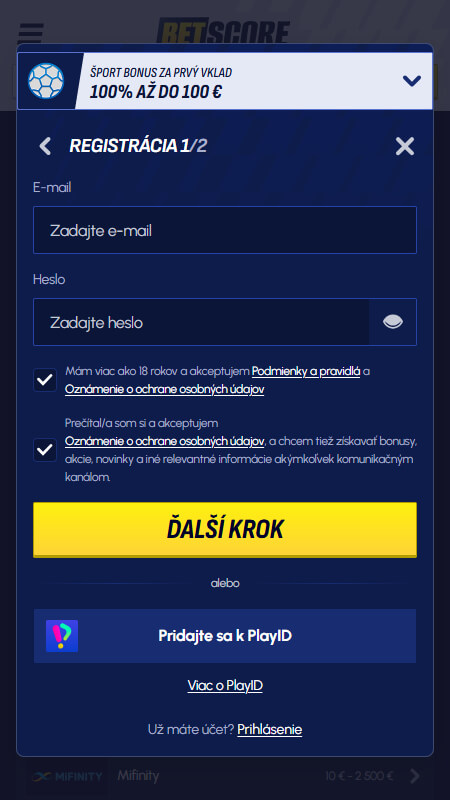 Napíšte mail a heslo