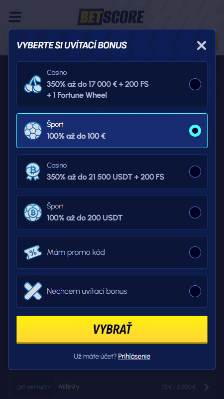 Vyberte si bonus