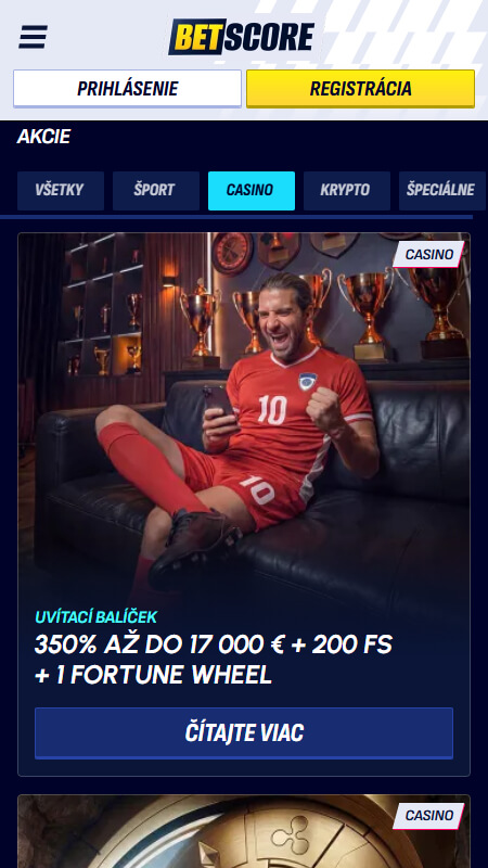 Casino Bonusy a promo akcie BetScore