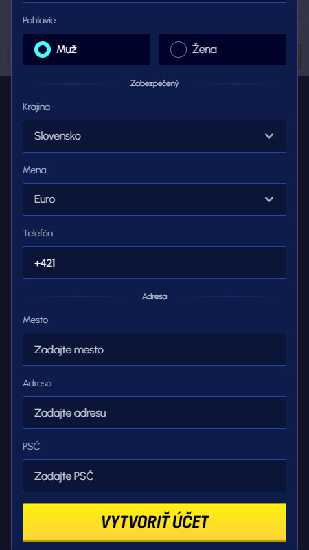 Zadajte osobné údaje