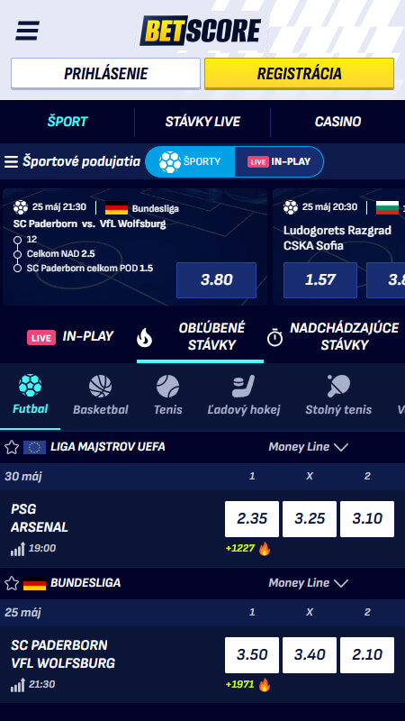 Športové stávkovanie vo BetScore