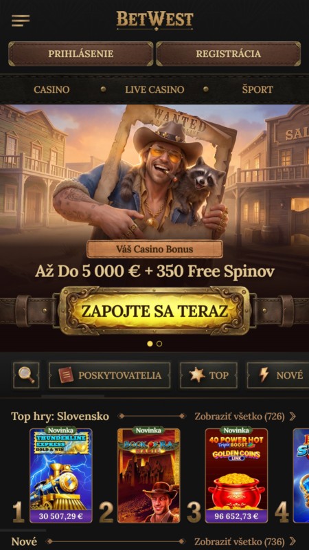 Betwest casino homepage