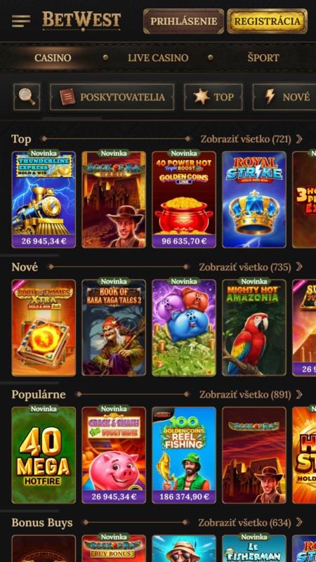 Betwest casino section