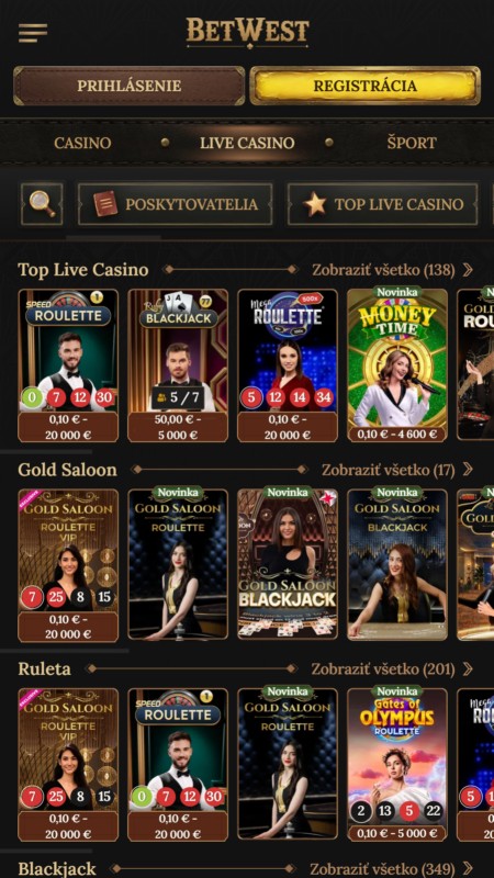 Betwest live casino
