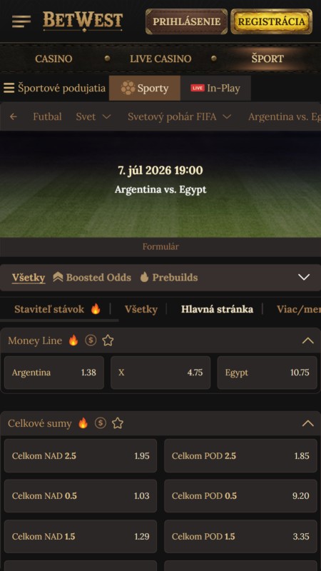 Betwest odds and markets