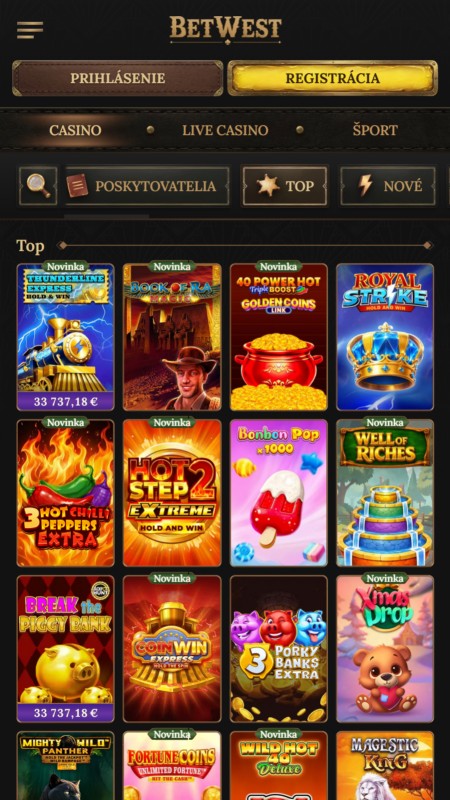 Betwest top casino games