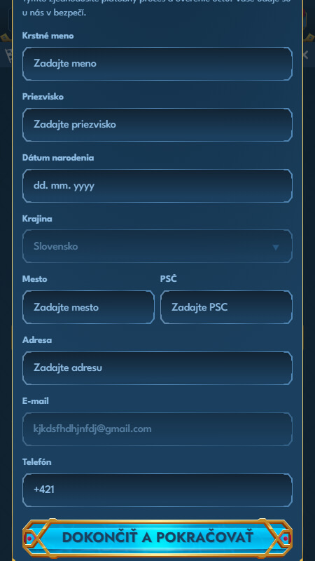 Dokončenie profilu