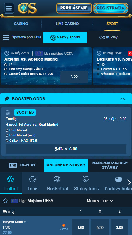 Športové stávkovanie vo Casea SK