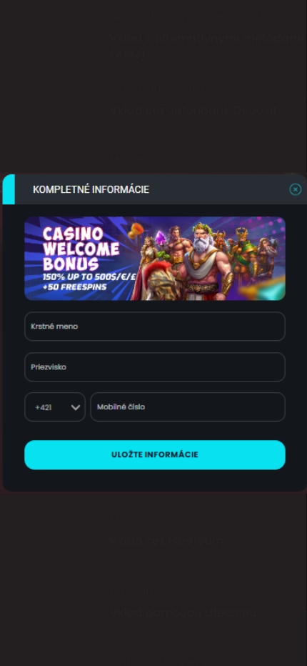 Cosmobet Registraton Fill in personal information Slovakia (phone screen), stavkovecentrum