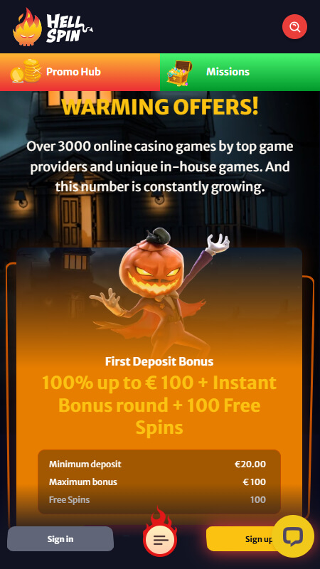 Hellspin casino welcome bonus