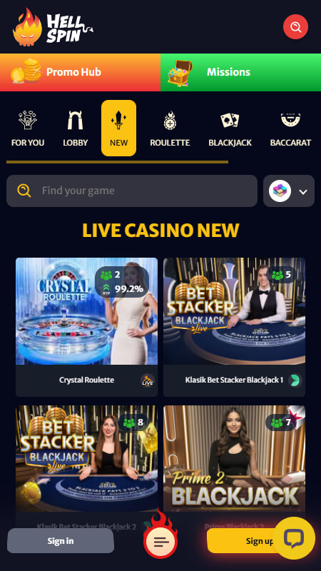 Hellspin live casino
