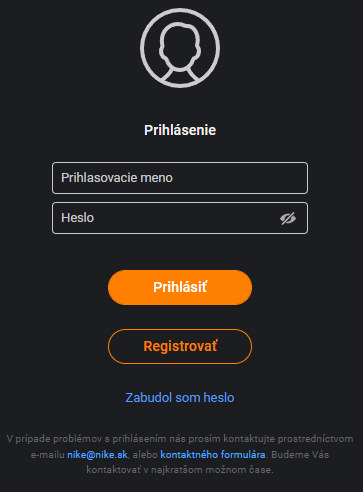 nike registrovať