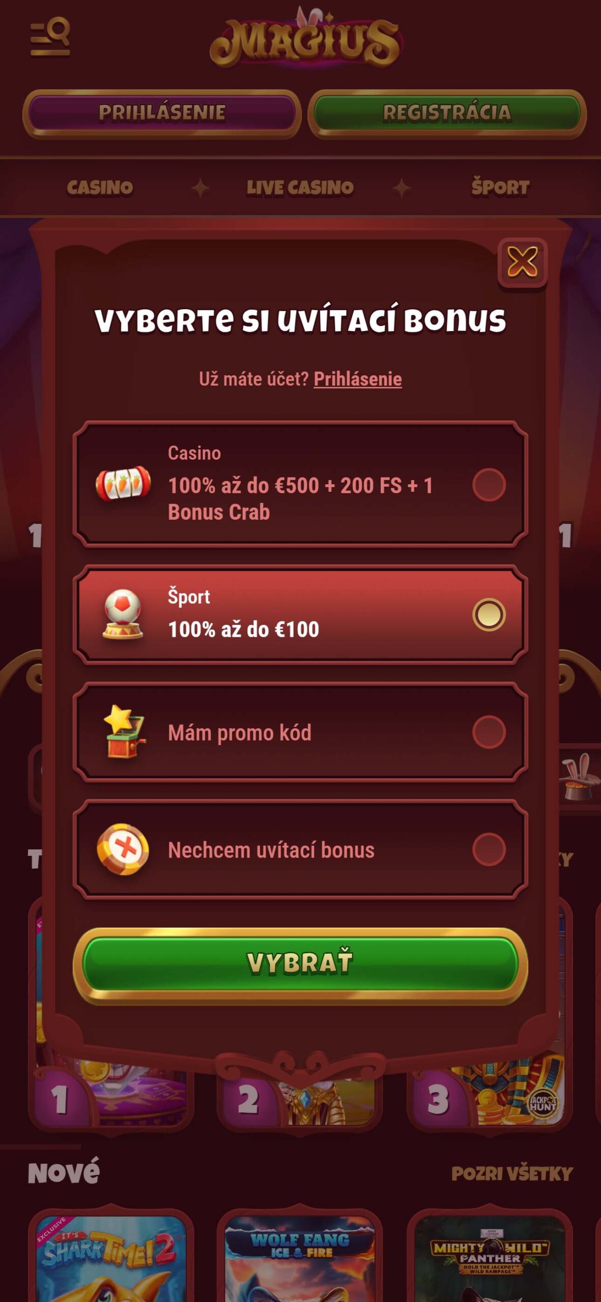 Magius Bookmaker Registration Sport Bonus Slovakia (mobile)