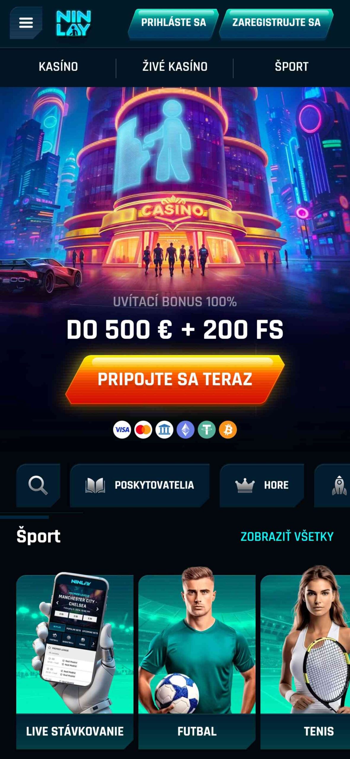 Ninlay Bookmaker Main Page-Slovensko(mobile)