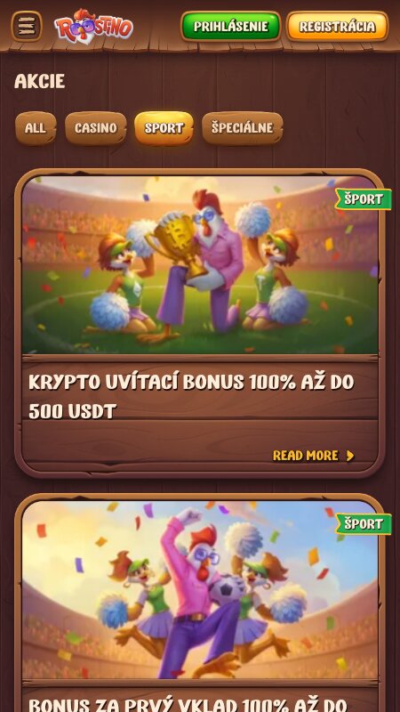 Bonusy a promo akcie Roostino