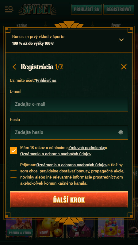 Vytvorte si účet