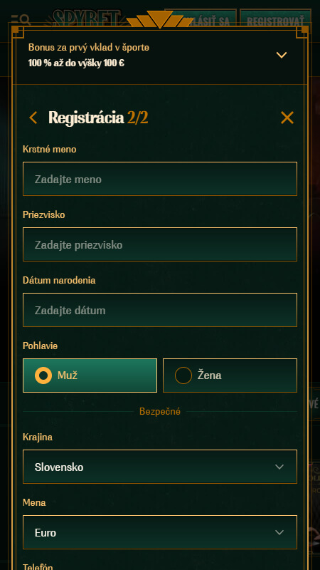 Vyplňte osobné údaje
