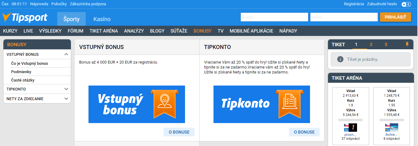 Uvítací bonus tipsport