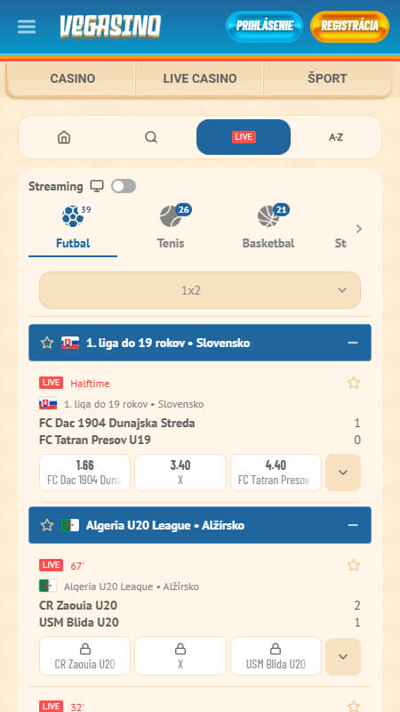 Vegasino live sport