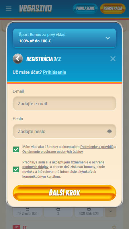 Prihlasovacie údaje