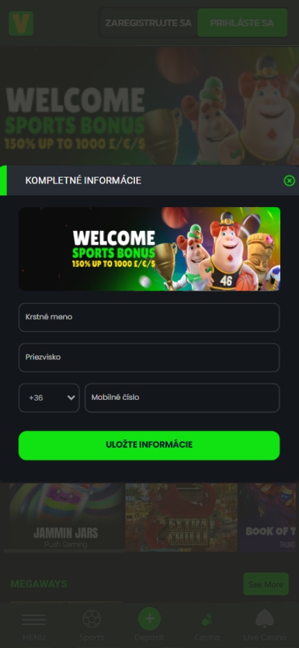 Velobet Bookie Registration fill information and done (mobile screen)
