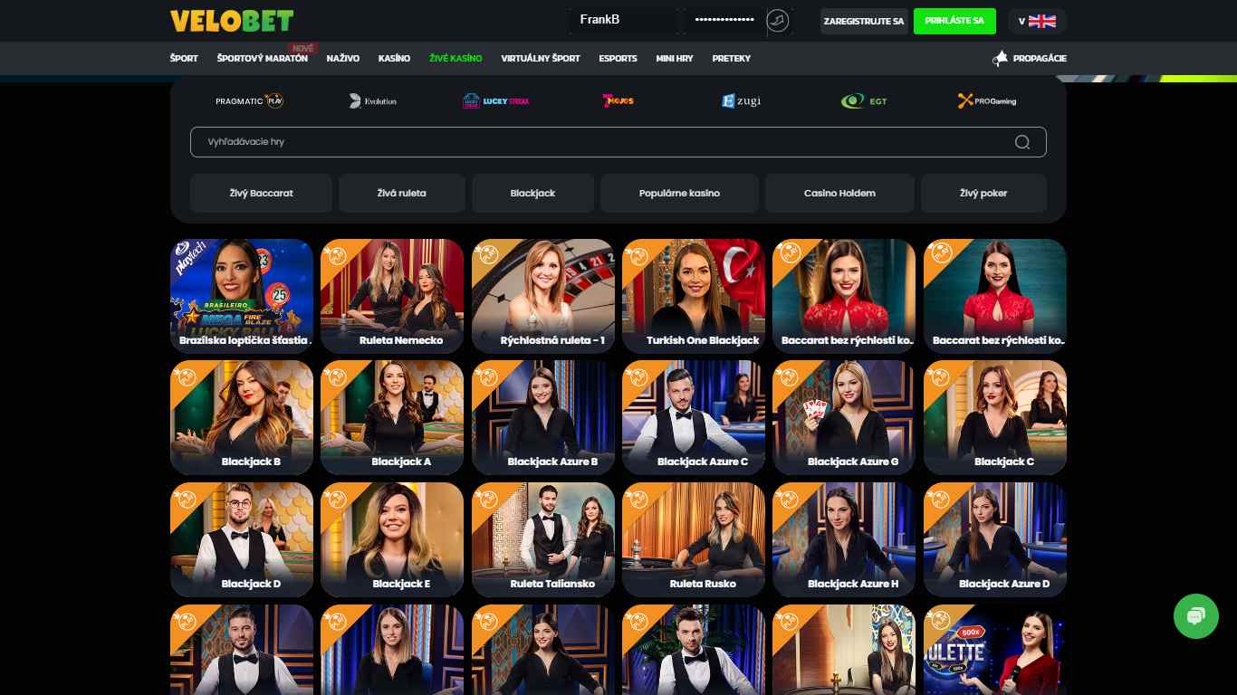 Velobet Live Casino Czech, stavkovecentrum.com