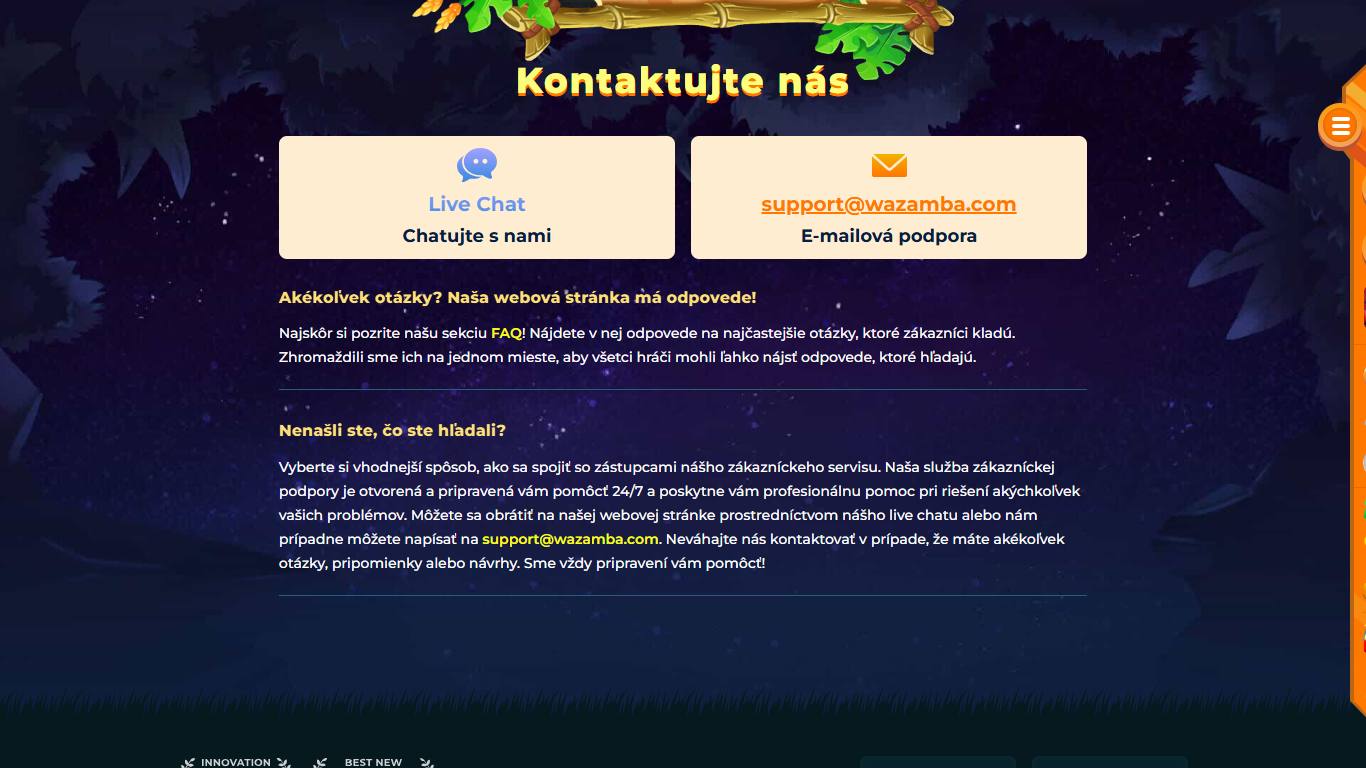 Wazamba Customer Support Slovakia