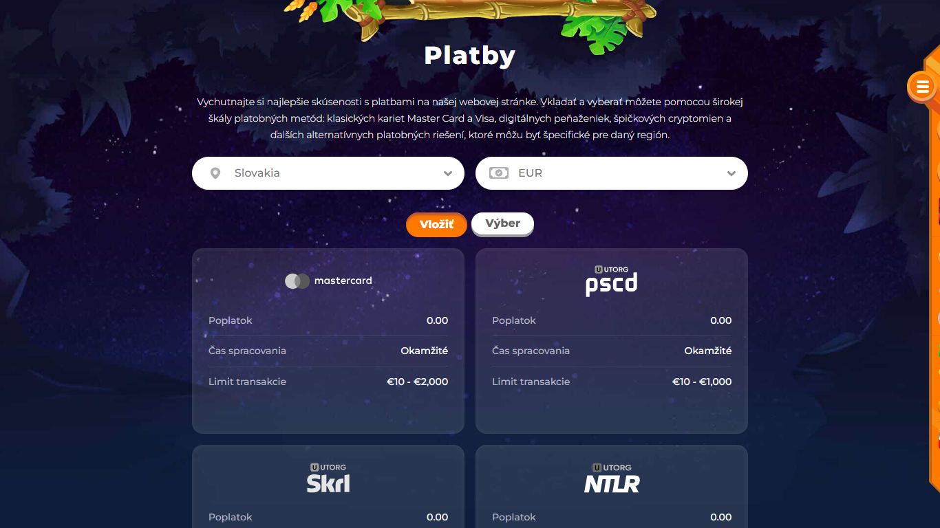 Wazamba Deposit methods Slovakia