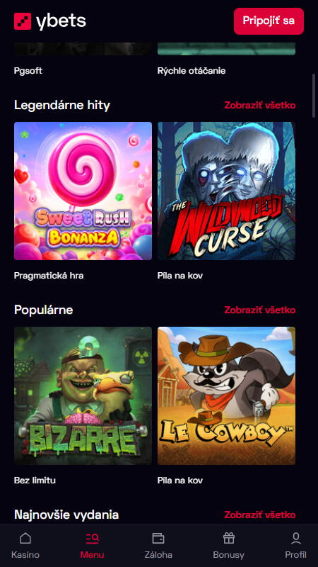 Ybets casino games