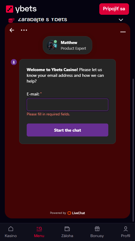 Ybets supports chat