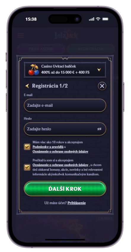 LolaJack-registracia