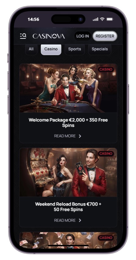 Casinova bonuses