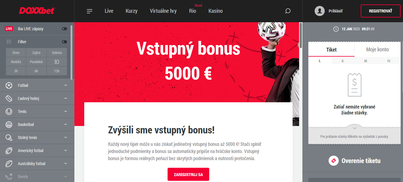 Doxxbet vstupný bonus