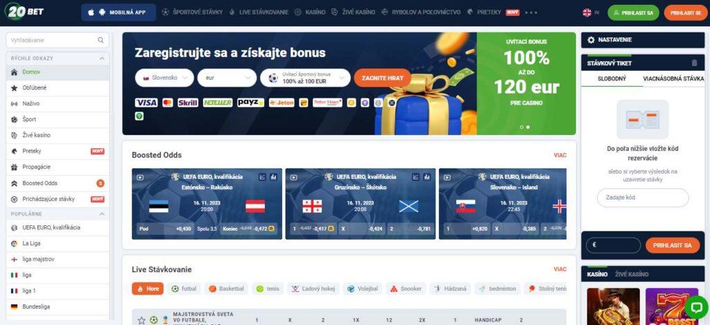 20Bet Casino mane page