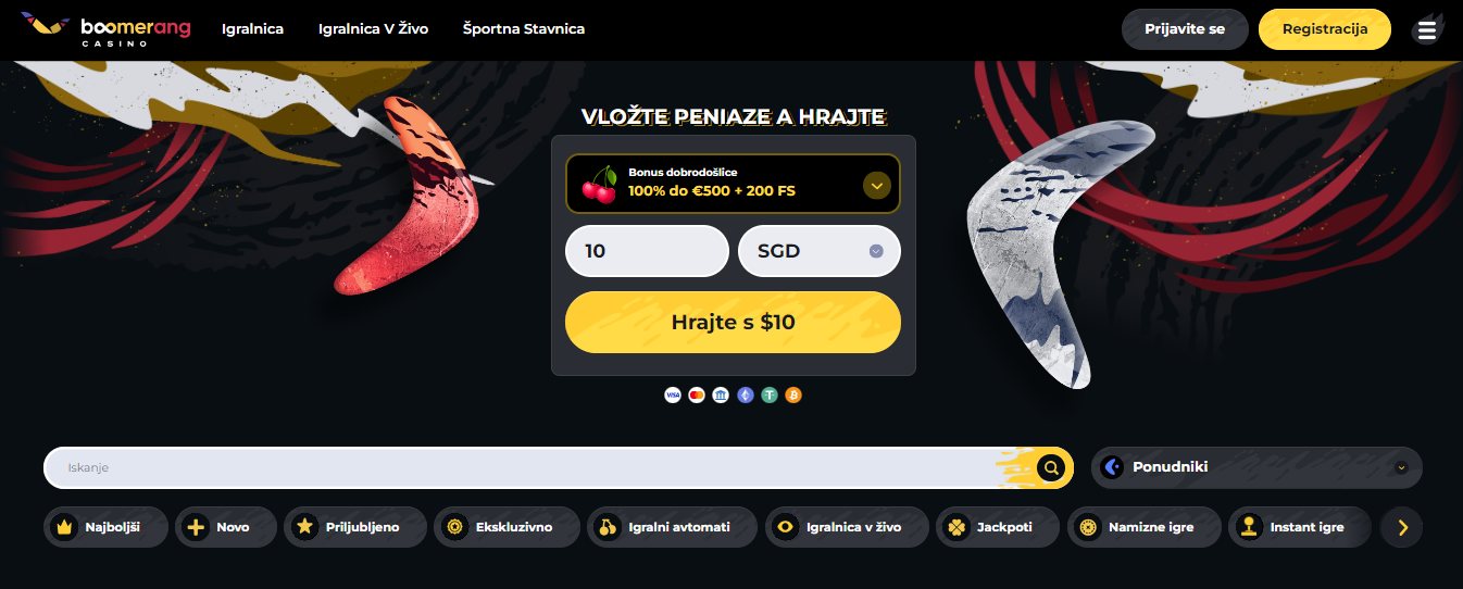 Boomerang Casino mane page