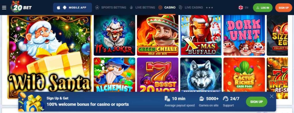 Ponuka hier v kasíne 20bet