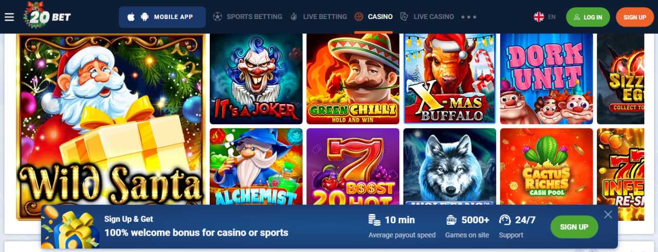 Ponuka hier v kasíne 20bet