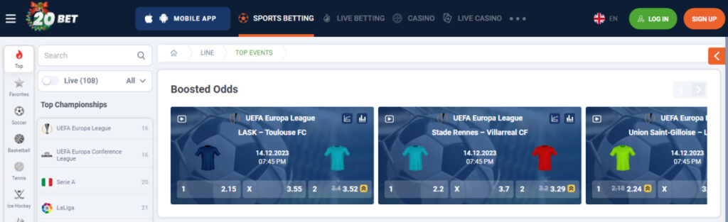 Športové stávkovanie s 20bet