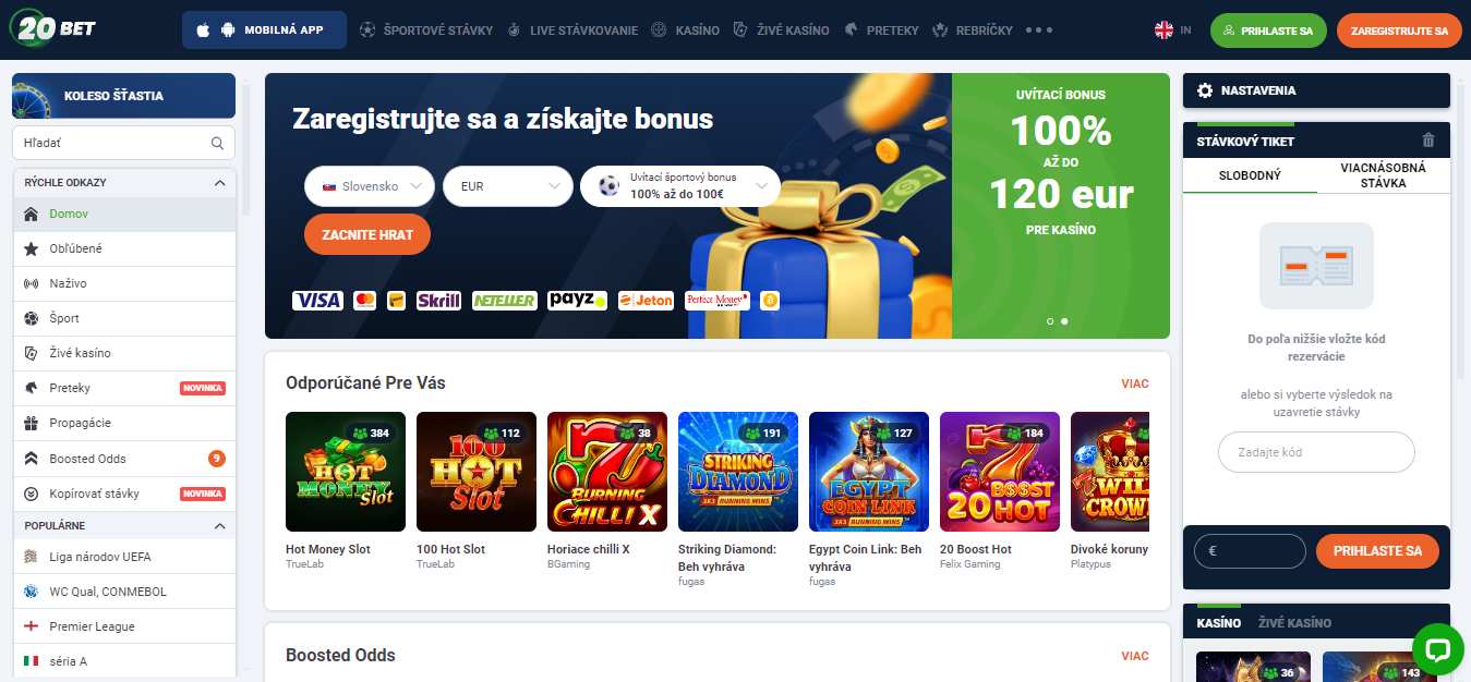 20Bet Sport Betting in Slovakia, stavkovecentrum.com