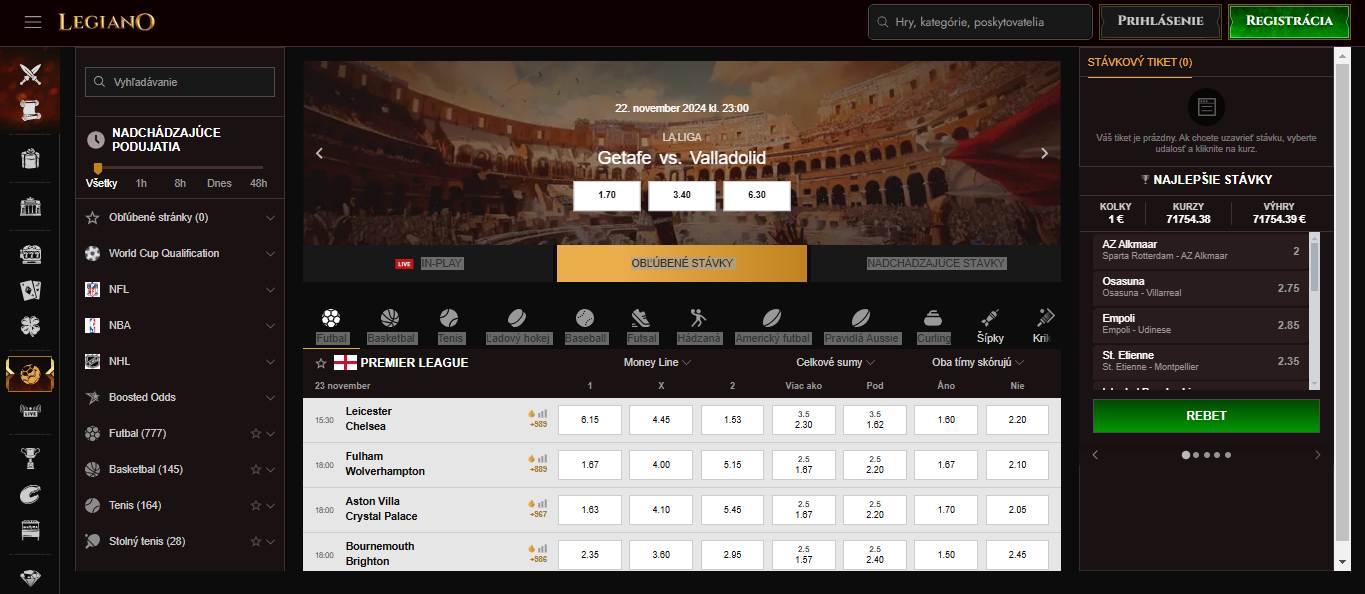 Legiano Bookmaker Sport Betting Slovakia, stavkovecentrum.com