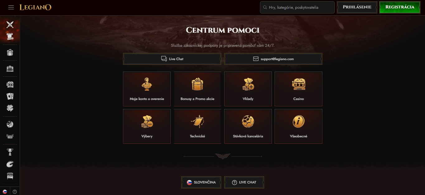 Legiano Customer Support Slovakia, stavkovecentrum.com