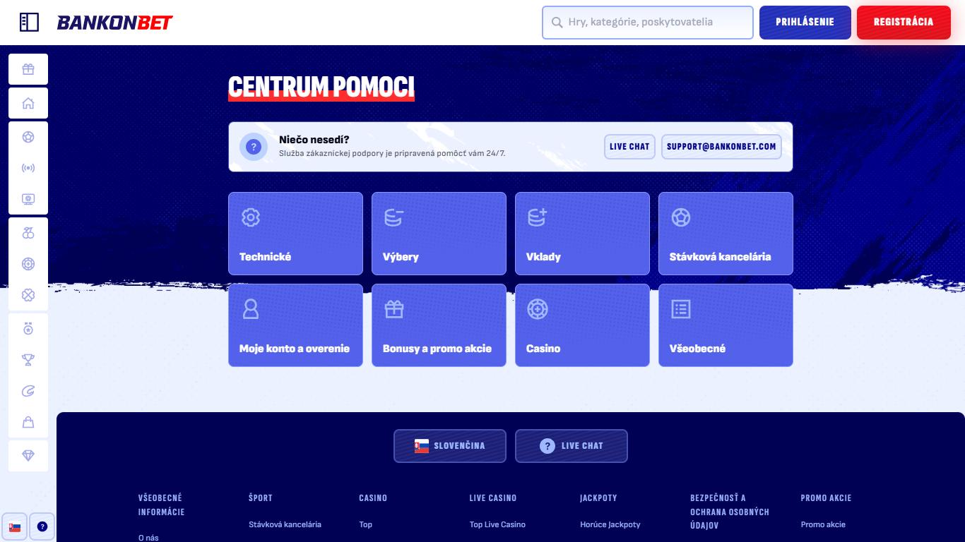 Bankonbet help centre Slovakia, stavkovecentrum.com
