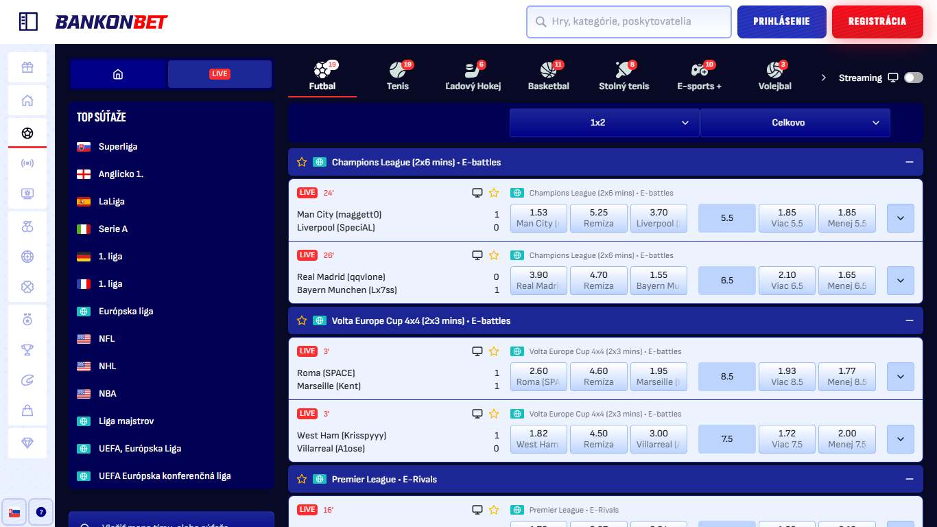 Bankonbet Live Sport Betting Slovakia, stavkovecentrum.com