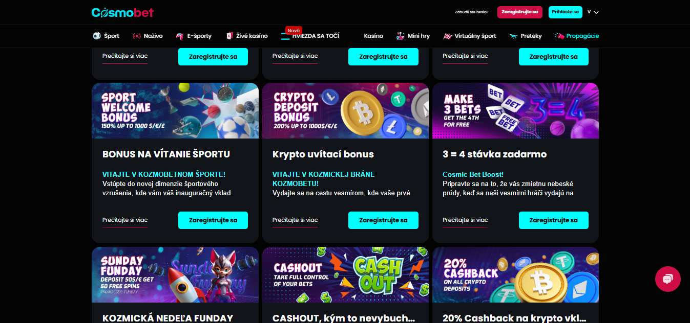 Cosmobet Bookmaker Bonuses Slovakia, stavkovecentrum.com