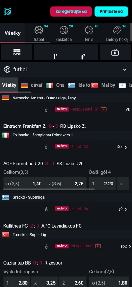 Cosmobet Bookmaker Live Betting Slovakia (phone screen), stavkovecentrum.com