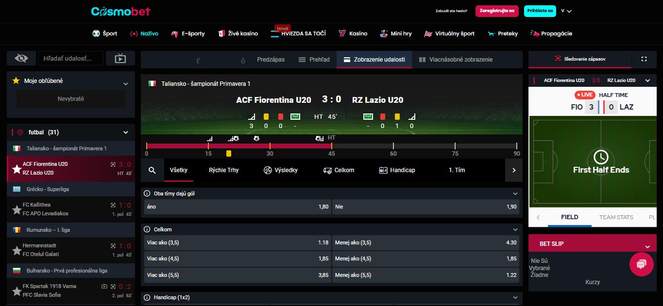 Cosmobet Bookmaker Live Sport Betting Slovakia, stavkovecentrum.com