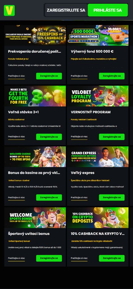 Velobet Bonuses Czech (mobile screen), stavkovecentrum.com