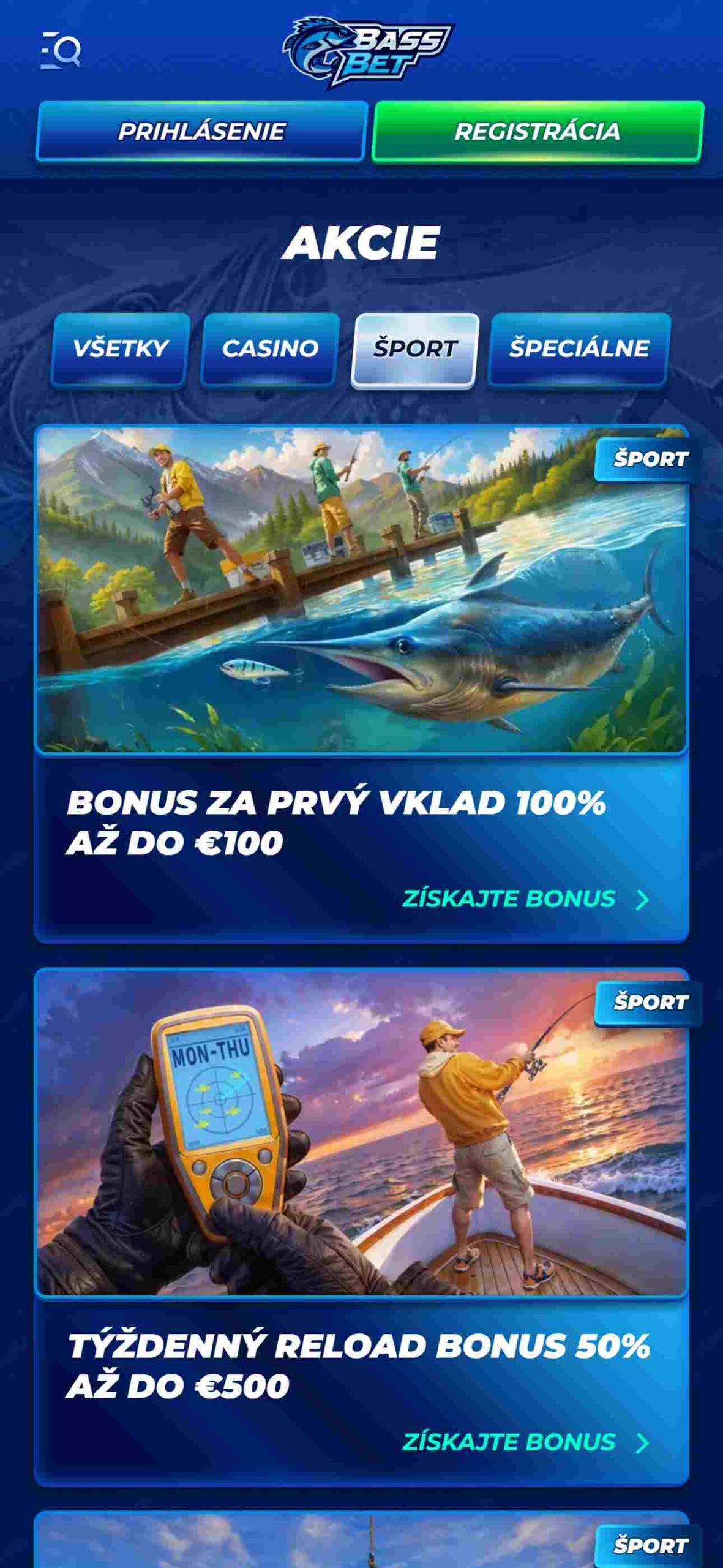 Bassbet Sport Betting Bonuses, Slovakia (mobile screen)